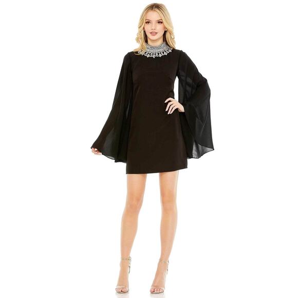 Mac Duggal Dresses & Skirts - Mac Duggal Rhinestone High Neck Kimono Sleeve Cocktail Dress in Black – Size 4